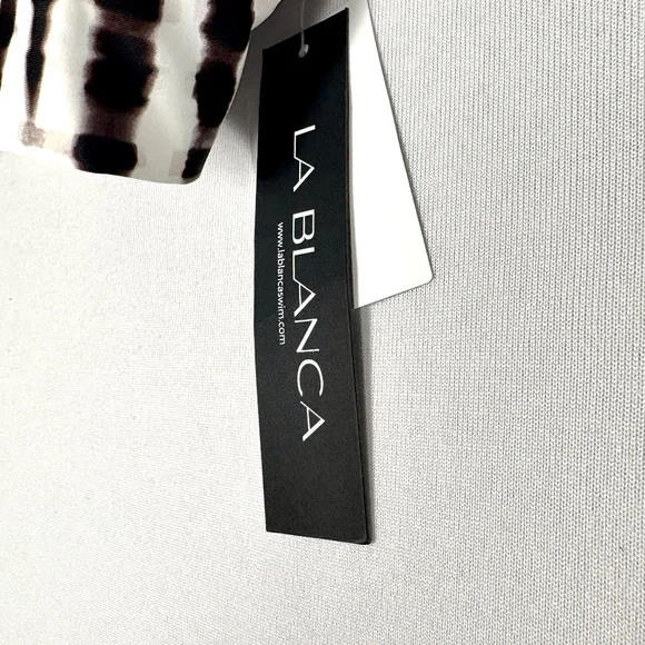 LA BLANCA | Tie Dye Longline V-Neck Brown & White Embellished Bikini Top‎ - Picture 6 of 14